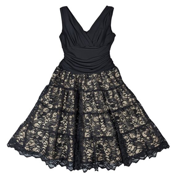 SL Fashions Black Lace Cocktail Dress 10 Petite Witchy Dark Romance Whimsygoth - Picture 1 of 13